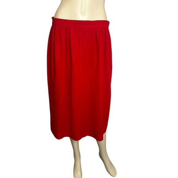 Vtg Jaeger Red Wool Skirt Sz 16 | Lined 90s Corpcore Career Workwear Knee-Length - Picture 3 of 7
